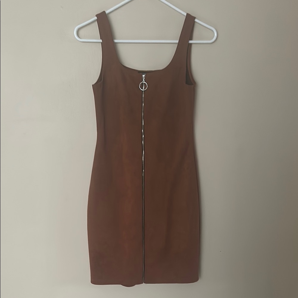 Popular Basics Brown Ribbed Bodycon Mini Dress